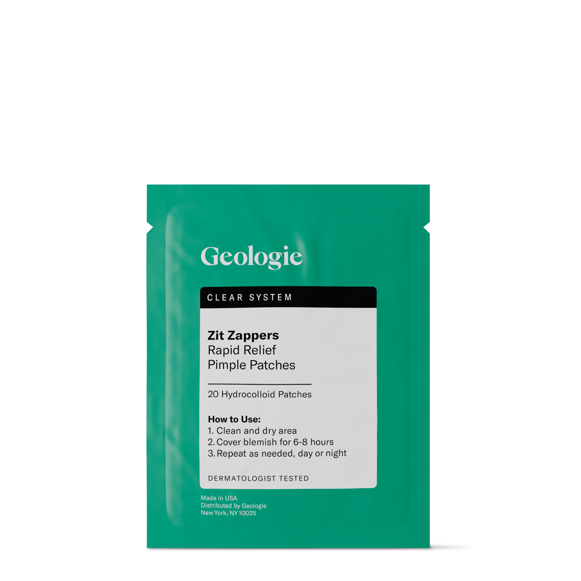 Packaging of Geologie Zit Zapper Pimple Patches.